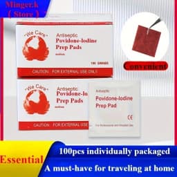 Sterilize and Clean Cuts and Scrapes with 100pcs/20pcs Iodine Disinfection Cotton Pads for Home or Travel