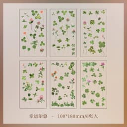 JIANQI 6pcs/pack Transparent PET Stickers Scrapbooking Materials DIY Junk Journal Collage Floral Leaves Plants Decor Stickers