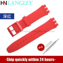 16mm 17mm 19mm 20mm Soft Silicone Bracelet for Swatch Colorful Watchband Watch Strap Replacement Watches Accessories With Tools