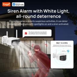 Tuya Smart 4MP 2.5K Dual-Lens Large Wide 180° Security Camera, Outdoor Camera, With Color Night Vision/Siren/2-Way Talk IP Camer