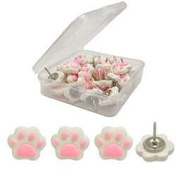 30pcs/set Sweet Cartoon Thumbtacks Set Cute Kitten Paw Pushpins Decorative Wooden Thumbtacks Office Student Supplies