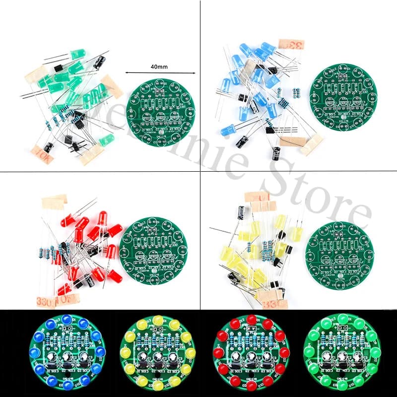 LED Water Light LED Round Water Light Production Kit for Skill Training Soldering Practice Parts Diy Electronic Kit Set
