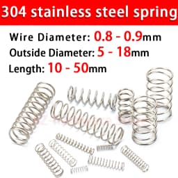 304 Stainless Steel Compression Spring Return Spring Steel Wire Diameter 0.8~0.9mm Outside Diameter 5~18mm  10 Pcs