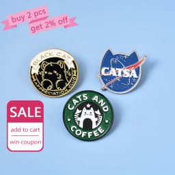 Cats Club Enamel Pin Cat Planet Moon Cafe Paw Badge Custom Kitten Brooches Lapel Pin Jeans Shirt Bag Cute Animal Jewelry Gift