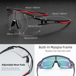 ROCKBROS Photochromic Cycling Glasses Polarized Built-in Myopia Frame Sports Sunglasses Men Women Glasses Cycling Eyewear Goggle