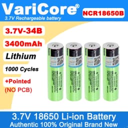 VariCore New NCR18650B 3.7V 3400 mAh 18650 Lithium Rechargeable Battery with Pointed (No PCB) Batteries