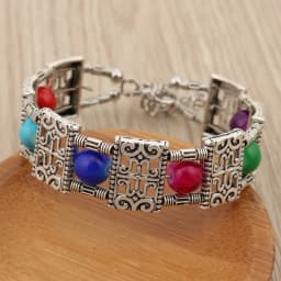 Tenande Enthic Tibet Silver Color Natural Stone Hearts Beads Bracelets Sun Coin Flowers Bracelets & Bangles for Women Boho