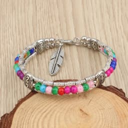 Tenande Enthic Tibet Silver Color Natural Stone Hearts Beads Bracelets Sun Coin Flowers Bracelets & Bangles for Women Boho