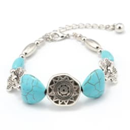 Tenande Enthic Tibet Silver Color Natural Stone Hearts Beads Bracelets Sun Coin Flowers Bracelets & Bangles for Women Boho