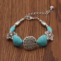 Tenande Enthic Tibet Silver Color Natural Stone Hearts Beads Bracelets Sun Coin Flowers Bracelets & Bangles for Women Boho