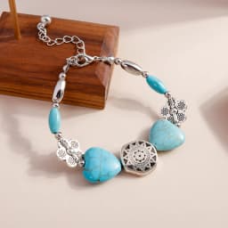 Tenande Enthic Tibet Silver Color Natural Stone Hearts Beads Bracelets Sun Coin Flowers Bracelets & Bangles for Women Boho