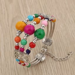 Tenande Enthic Tibet Silver Color Natural Stone Hearts Beads Bracelets Sun Coin Flowers Bracelets & Bangles for Women Boho