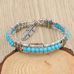 Tenande Enthic Tibet Silver Color Natural Stone Hearts Beads Bracelets Sun Coin Flowers Bracelets & Bangles for Women Boho