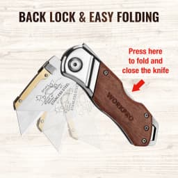 WORKPRO Folding Knife Pipe Cutter Pocket Knife Wood Handle Knife with 10/20PCS Blades