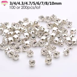 Sell At Loss RESEN Top Quality 3-10mm Sliver Claw Sew On Rhinestones Clear Crystal Color Sliver Base Sewing Stone DIY Decoration