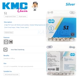 KMC S1 Single Speed Chain Fixed Gear Bicycle Chain 112L Urban Leisure Folding Bike Chain GOLDEN/SILVER Bicycle Accessories