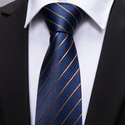 Men Tie Gold Navy Blue Striped Tie 3.4" Jacquard Party Wedding Woven Fashion Designers Necktie For Men silk Business