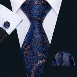 Men Tie Gold Navy Blue Striped Tie 3.4" Jacquard Party Wedding Woven Fashion Designers Necktie For Men silk Business