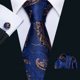 Men Tie Gold Navy Blue Striped Tie 3.4" Jacquard Party Wedding Woven Fashion Designers Necktie For Men silk Business