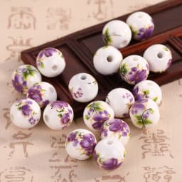 10pcs Round 6mm 8mm 10mm 12mm Flower Patterns Ceramic Porcelain Loose Spacer Beads Lot For Jewelry Making DIY Bracelet Findings