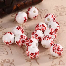 10pcs Round 6mm 8mm 10mm 12mm Flower Patterns Ceramic Porcelain Loose Spacer Beads Lot For Jewelry Making DIY Bracelet Findings