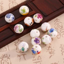 10pcs Round 6mm 8mm 10mm 12mm Flower Patterns Ceramic Porcelain Loose Spacer Beads Lot For Jewelry Making DIY Bracelet Findings