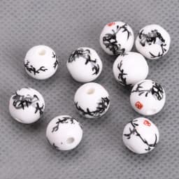 10pcs Round 6mm 8mm 10mm 12mm Flower Patterns Ceramic Porcelain Loose Spacer Beads Lot For Jewelry Making DIY Bracelet Findings