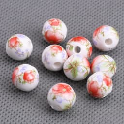 10pcs Round 6mm 8mm 10mm 12mm Flower Patterns Ceramic Porcelain Loose Spacer Beads Lot For Jewelry Making DIY Bracelet Findings