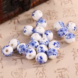 10pcs Round 6mm 8mm 10mm 12mm Flower Patterns Ceramic Porcelain Loose Spacer Beads Lot For Jewelry Making DIY Bracelet Findings