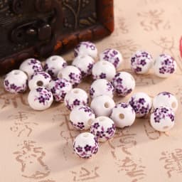 10pcs Round 6mm 8mm 10mm 12mm Flower Patterns Ceramic Porcelain Loose Spacer Beads Lot For Jewelry Making DIY Bracelet Findings