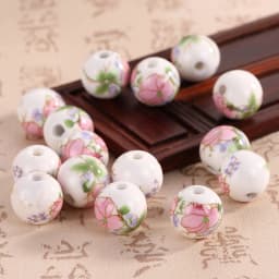 10pcs Round 6mm 8mm 10mm 12mm Flower Patterns Ceramic Porcelain Loose Spacer Beads Lot For Jewelry Making DIY Bracelet Findings