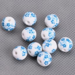 10pcs Round 6mm 8mm 10mm 12mm Flower Patterns Ceramic Porcelain Loose Spacer Beads Lot For Jewelry Making DIY Bracelet Findings