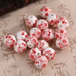 10pcs Round 6mm 8mm 10mm 12mm Flower Patterns Ceramic Porcelain Loose Spacer Beads Lot For Jewelry Making DIY Bracelet Findings