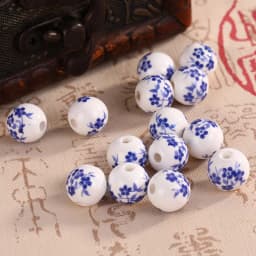 10pcs Round 6mm 8mm 10mm 12mm Flower Patterns Ceramic Porcelain Loose Spacer Beads Lot For Jewelry Making DIY Bracelet Findings