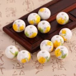 10pcs Round 6mm 8mm 10mm 12mm Flower Patterns Ceramic Porcelain Loose Spacer Beads Lot For Jewelry Making DIY Bracelet Findings