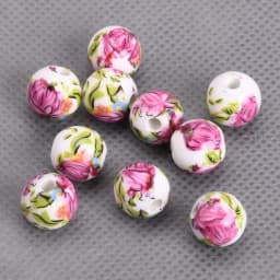 10pcs Round 6mm 8mm 10mm 12mm Flower Patterns Ceramic Porcelain Loose Spacer Beads Lot For Jewelry Making DIY Bracelet Findings