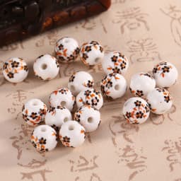 10pcs Round 6mm 8mm 10mm 12mm Flower Patterns Ceramic Porcelain Loose Spacer Beads Lot For Jewelry Making DIY Bracelet Findings