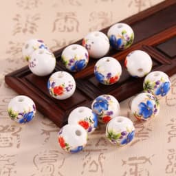 10pcs Round 6mm 8mm 10mm 12mm Flower Patterns Ceramic Porcelain Loose Spacer Beads Lot For Jewelry Making DIY Bracelet Findings