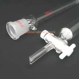 1pcs Lab Glass chromatography column with PTFE piston,sand core glass chromatography column with standard mouth Caliber 24#