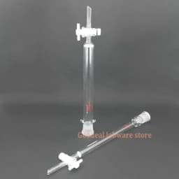 1pcs Lab Glass chromatography column with PTFE piston,sand core glass chromatography column with standard mouth Caliber 24#