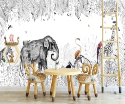Milofi custom 3D large wallpaper mural hand-painted Nordic forest small animal kindergarten jungle sticker background wall