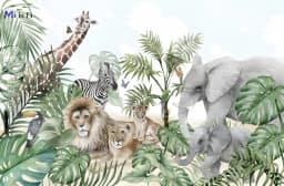 Milofi custom 3D large wallpaper mural hand-painted Nordic forest small animal kindergarten jungle sticker background wall