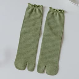 Women'S Flip Flop Sandal Split Toe Socks Agaric edge Solid Color Women Split 2 Toe Foot Finger Cotton Socks Warm Mid Tube Socks