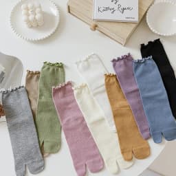 Women'S Flip Flop Sandal Split Toe Socks Agaric edge Solid Color Women Split 2 Toe Foot Finger Cotton Socks Warm Mid Tube Socks