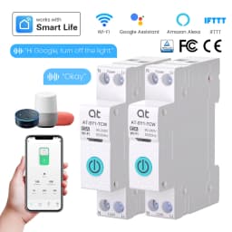Tuya WiFi Smart Circuit Breaker 1P+N MCB 63A Timer Power Energy kWh Voltage Current Meter Protector Voice Remote Control Switch