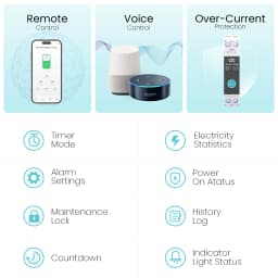 Tuya WiFi Smart Circuit Breaker 1P+N MCB 63A Timer Power Energy kWh Voltage Current Meter Protector Voice Remote Control Switch