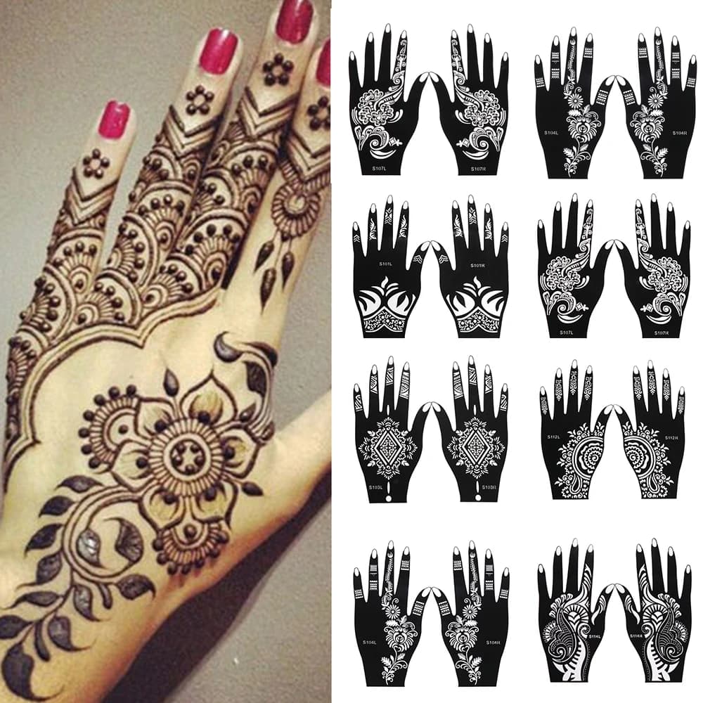 2025 New Professional Henna Stencil Temporary Hand Tattoo Body Art Sticker Template Wedding Tool Flower Tattoo Stencil