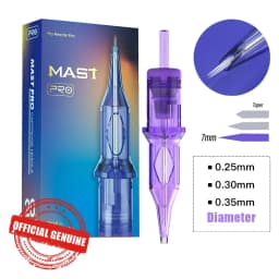 MAST Pro Tattoo Needles Cartridge Round Liner 7mm Taper Precise Sharp Ink Flow Suitable for Tattoo or Permanent Makeup (PMU)Work