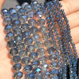 Faceted Black Glass Crystal Rondelle Beads Loose Spacer Beads For Jewelry Making DIY Bracelet Necklace Strands 4/6/8/10/12/14mm