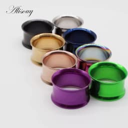 Alisouy 2pcs Ear Plug Kit Surgical Steel No-Screw Fit Ear Gauges Tunnel Expander Body Piercing Flare Earrings Plugs Stretching